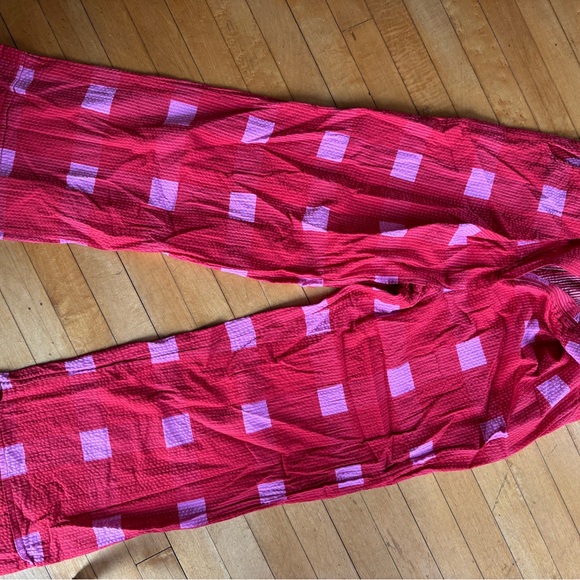 Anthropologie Porridge Red and Pink Checkered Pleated Pants - Picture 3 of 4
